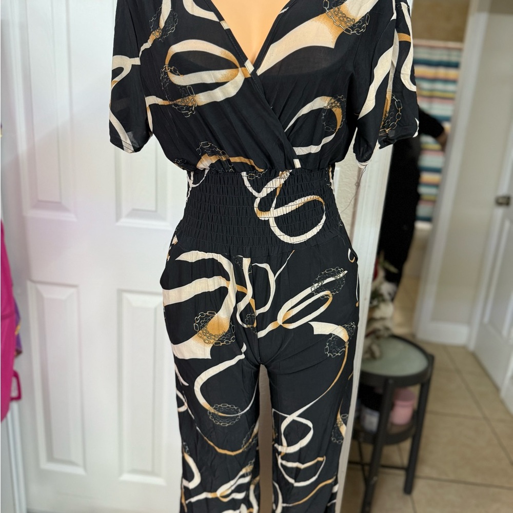 Elegant Black and Cream Jumpsuit